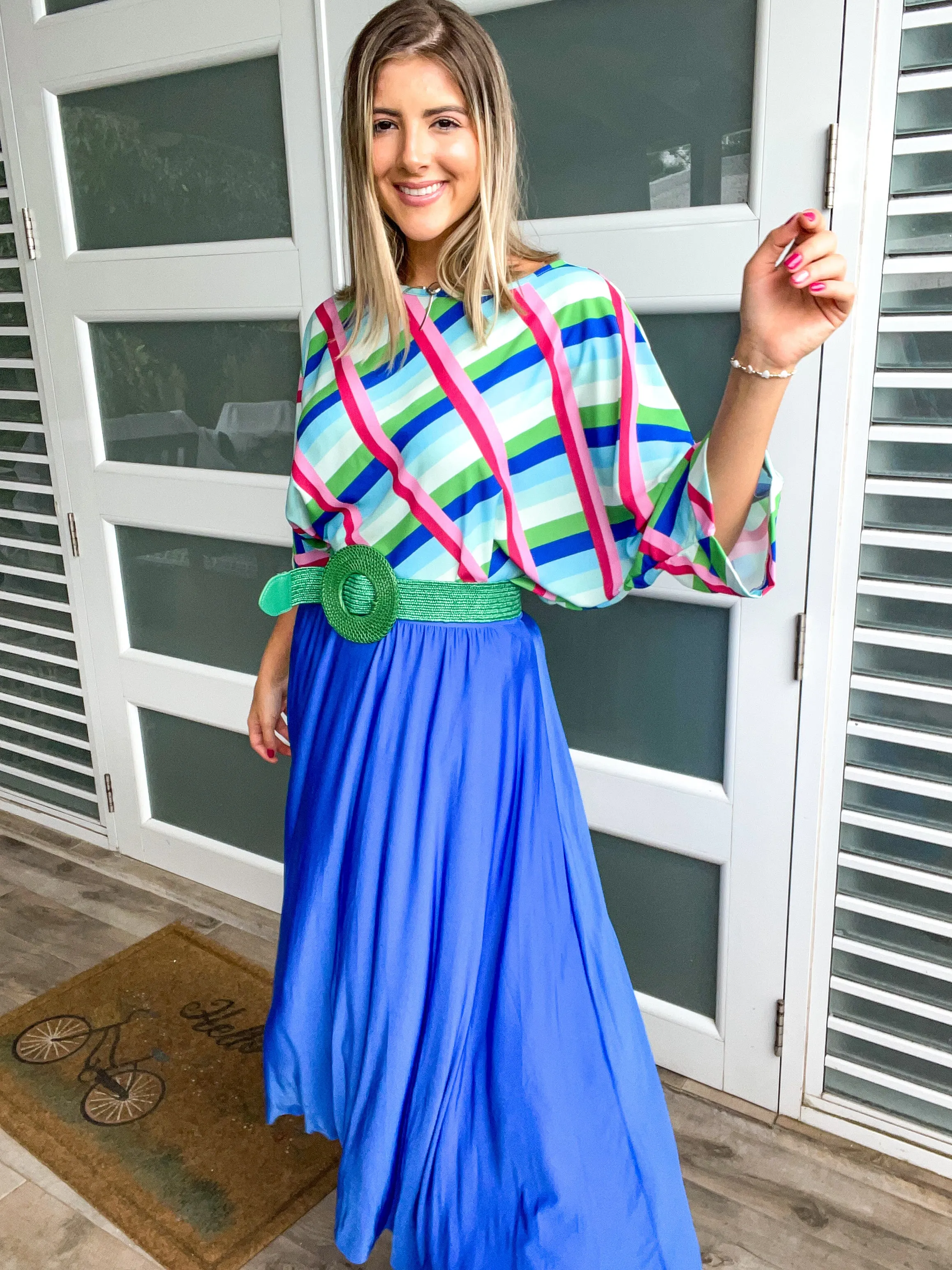 ROYAL BLUE LYCRA SOFT MIDI SKIRT