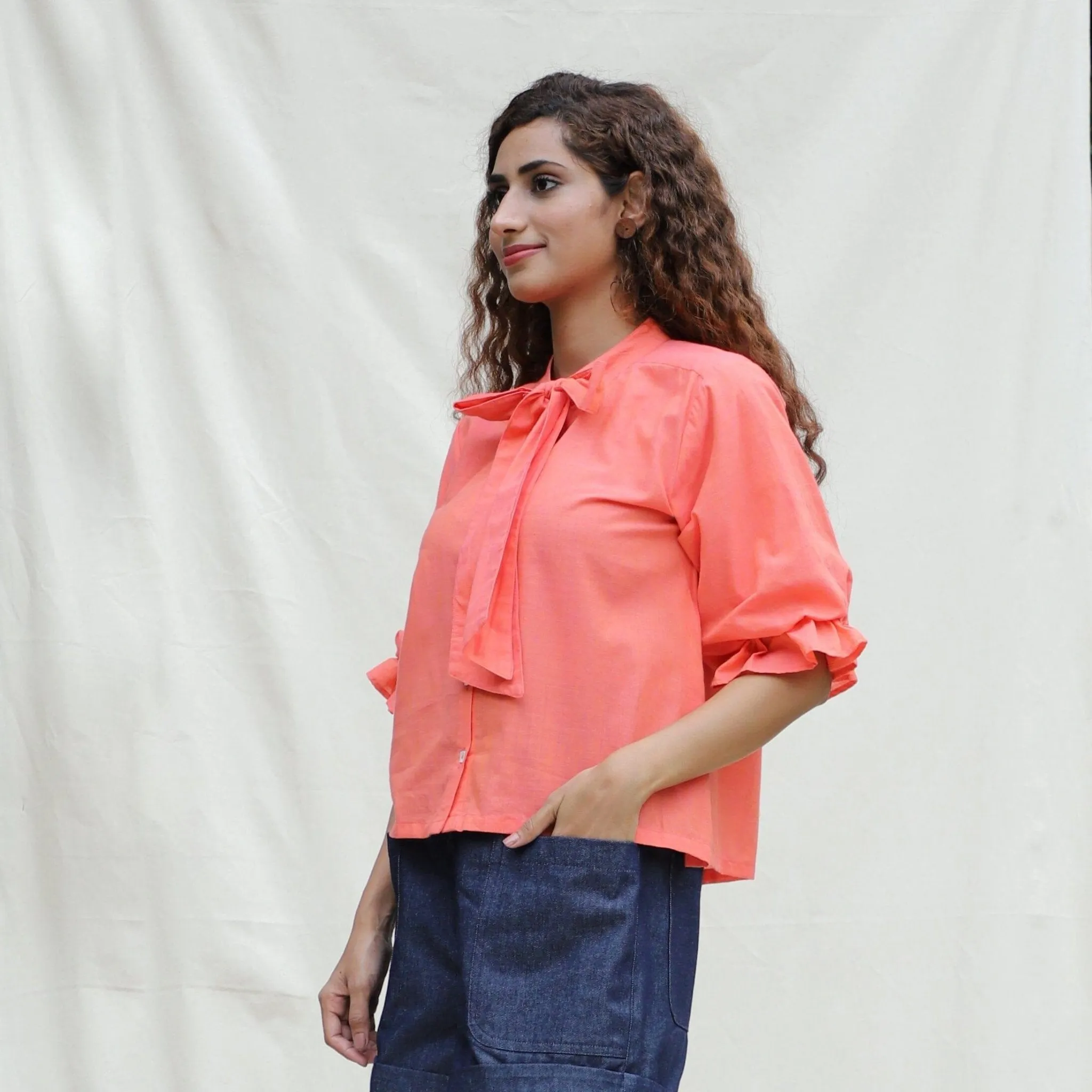 Salmon Pink Mangalgiri Cotton Button-Down Shirt