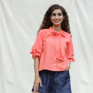 Salmon Pink Mangalgiri Cotton Button-Down Shirt