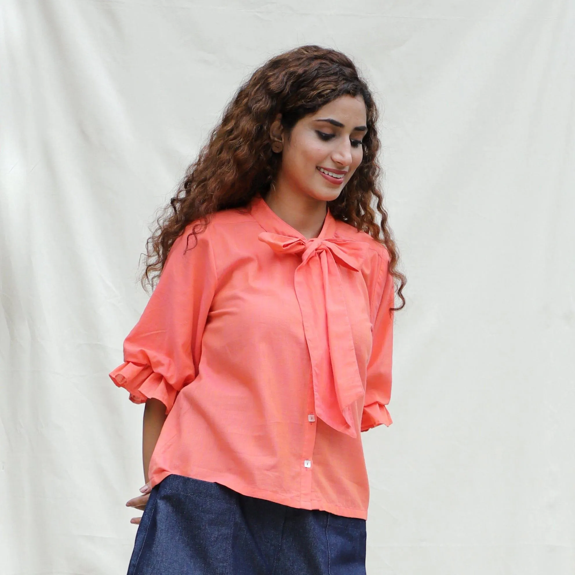 Salmon Pink Mangalgiri Cotton Button-Down Shirt