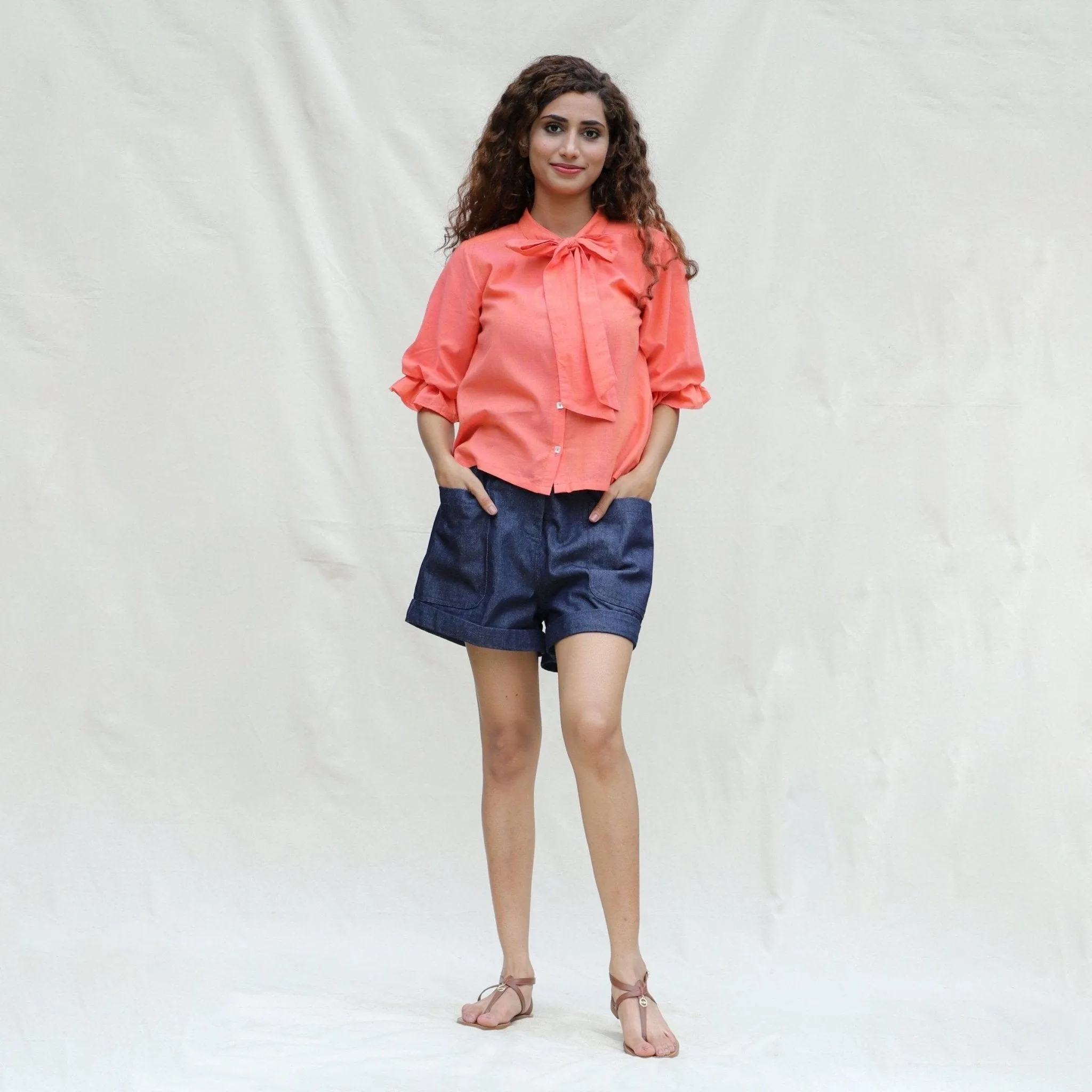 Salmon Pink Mangalgiri Cotton Button-Down Shirt