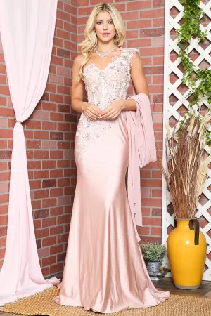 Strap One Shoulder 3D Floral Applique Mermaid Long Formal Dress