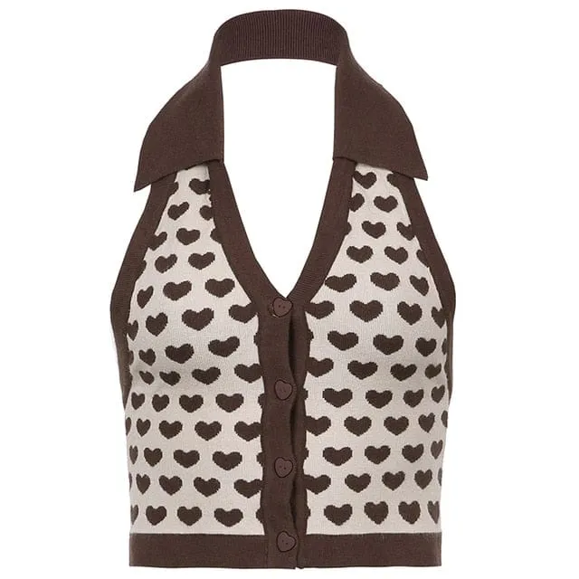 Striped Halter Knitted Vest Top