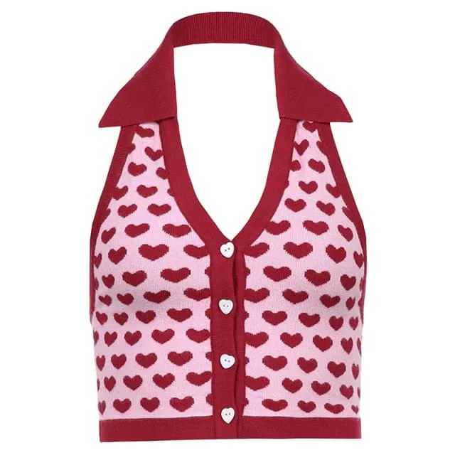 Striped Halter Knitted Vest Top