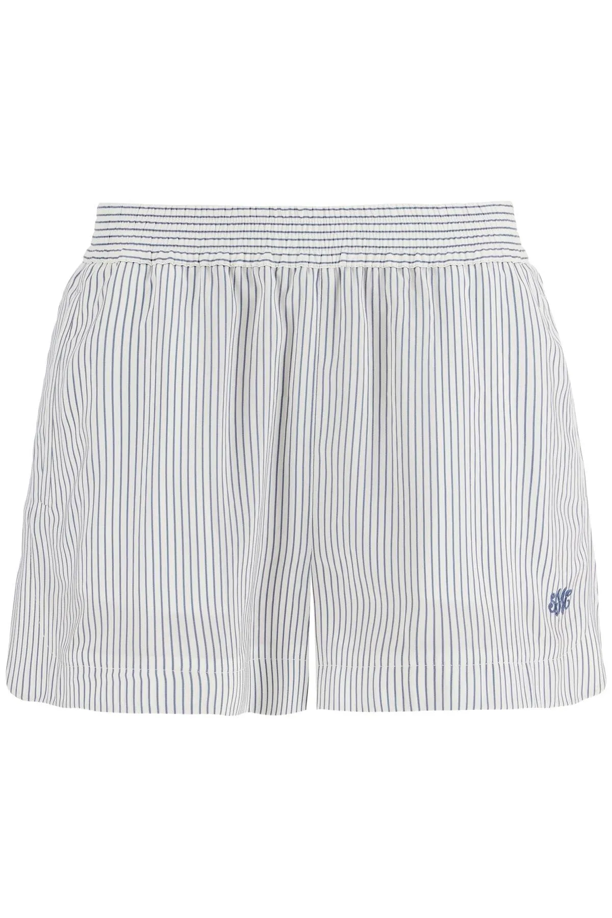 'striped silk shorts in a 640243 3FR210 WHITE/STEEL