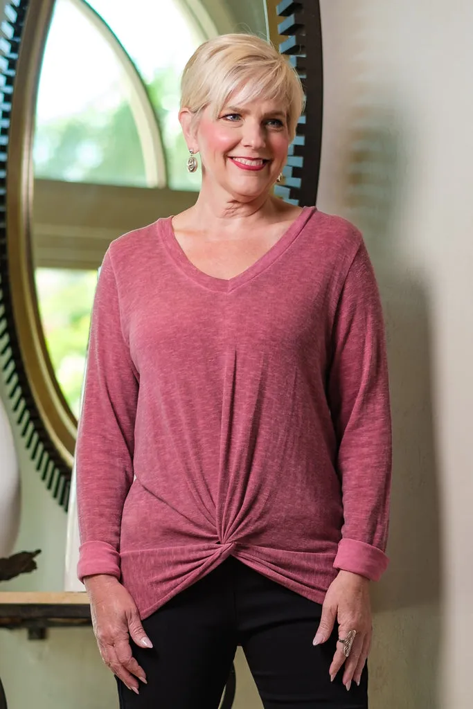 Sydney V-Neck Twist Front Top (BLS122) - FINAL SALE