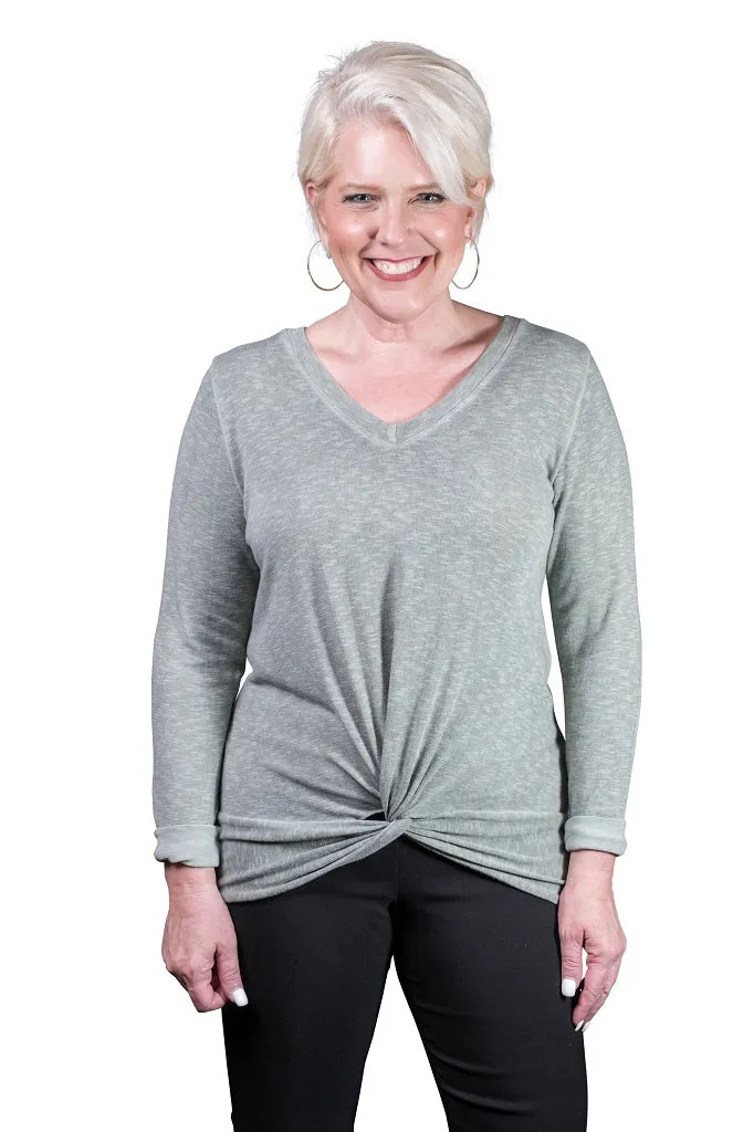 Sydney V-Neck Twist Front Top (BLS122) - FINAL SALE