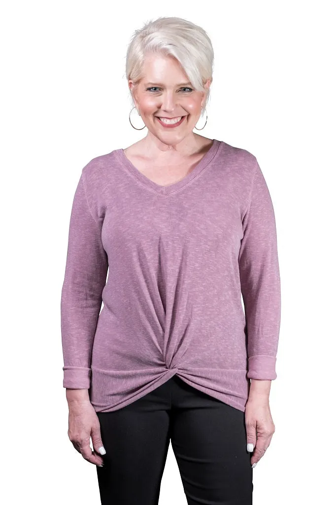 Sydney V-Neck Twist Front Top (BLS122) - FINAL SALE
