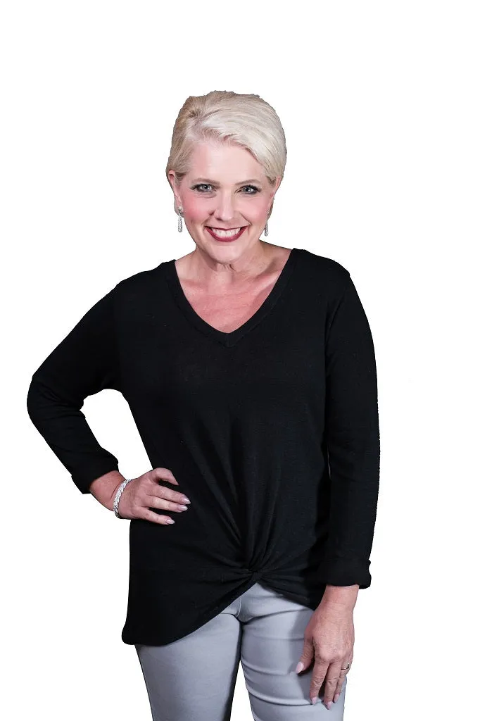 Sydney V-Neck Twist Front Top (BLS122) - FINAL SALE