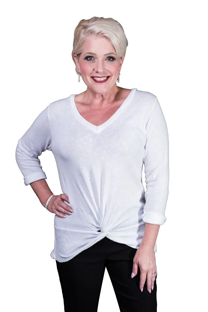 Sydney V-Neck Twist Front Top (BLS122) - FINAL SALE