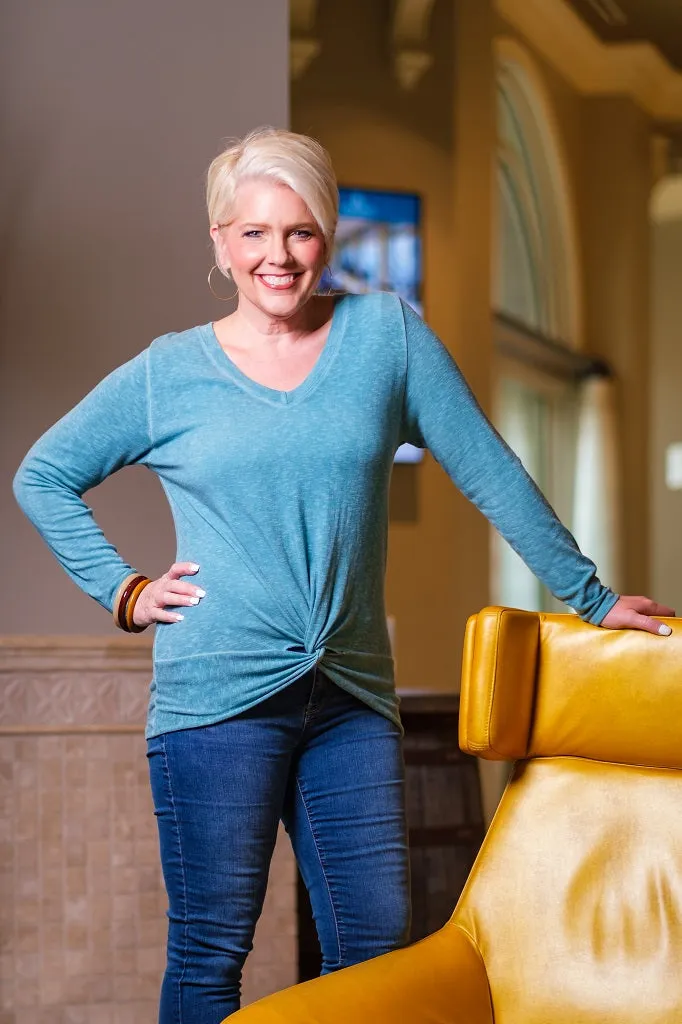Sydney V-Neck Twist Front Top (BLS122) - FINAL SALE