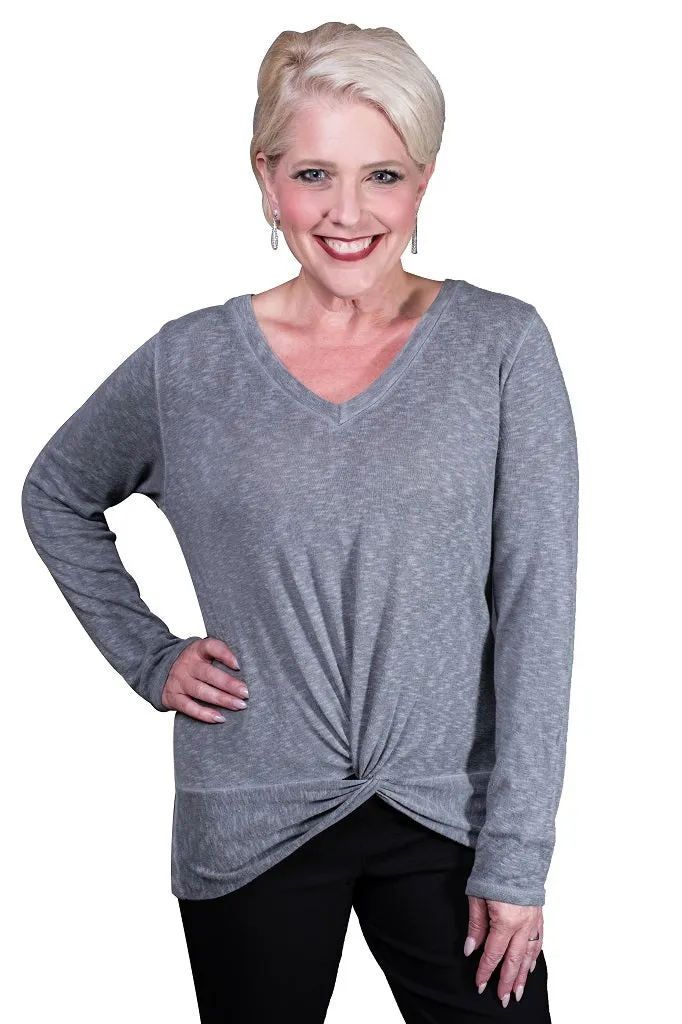 Sydney V-Neck Twist Front Top (BLS122) - FINAL SALE