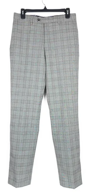 Tallia Mens Slim Fit Plaid Wool Suit Dress Pants Grey Brown 32 x 30