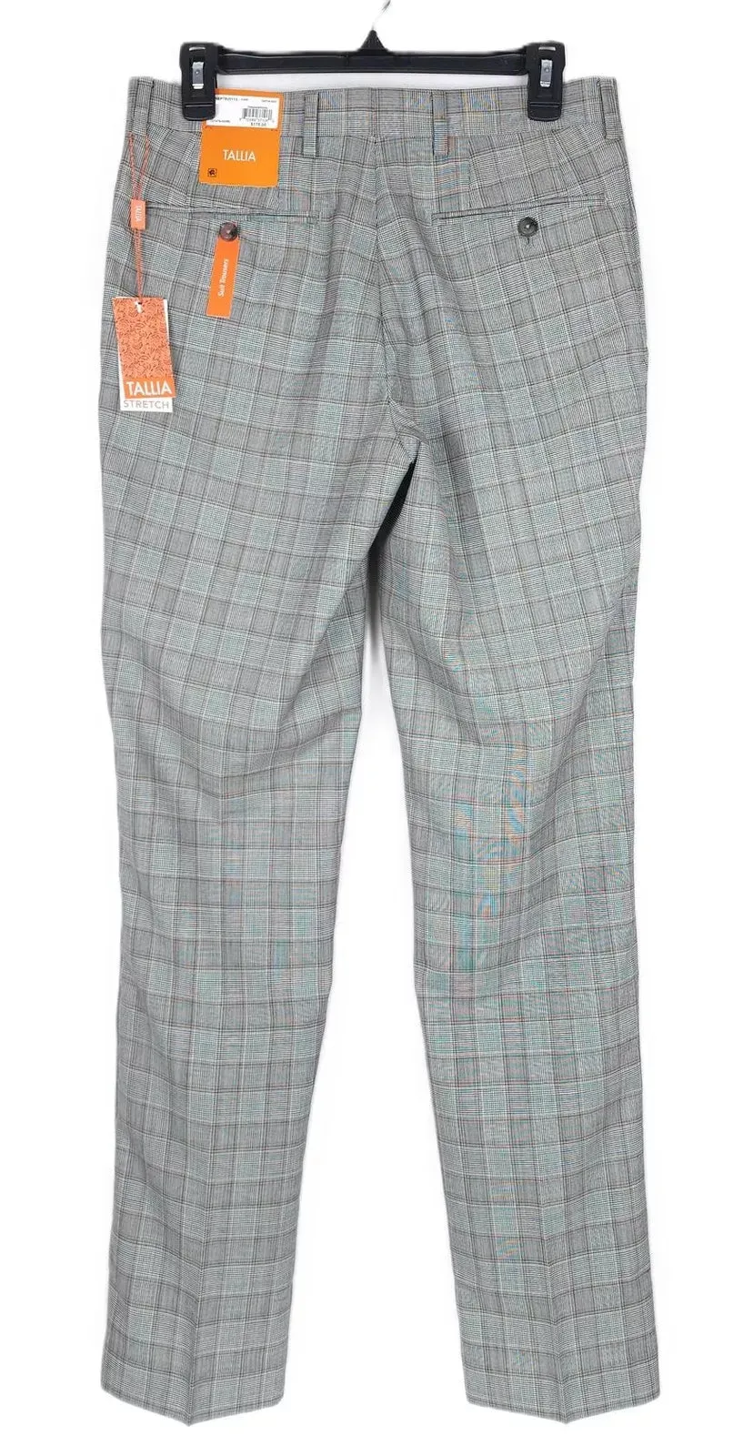 Tallia Mens Slim Fit Plaid Wool Suit Dress Pants Grey Brown 32 x 30