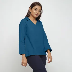 Teal Flat Collar 100% Cotton Comfort Fit Top