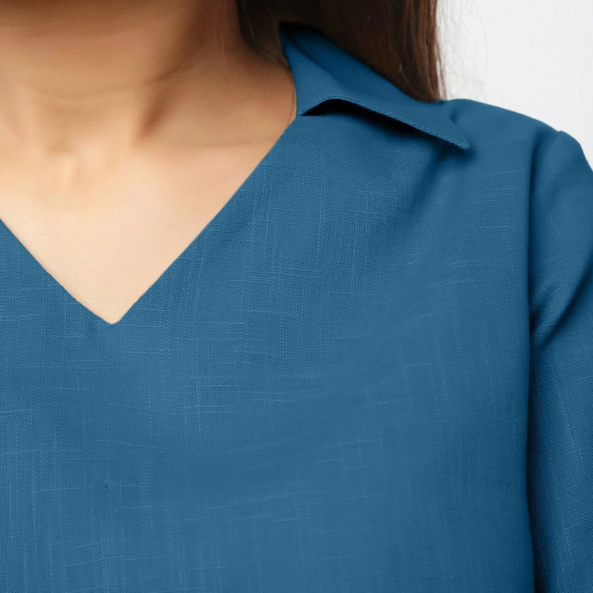 Teal Flat Collar 100% Cotton Comfort Fit Top