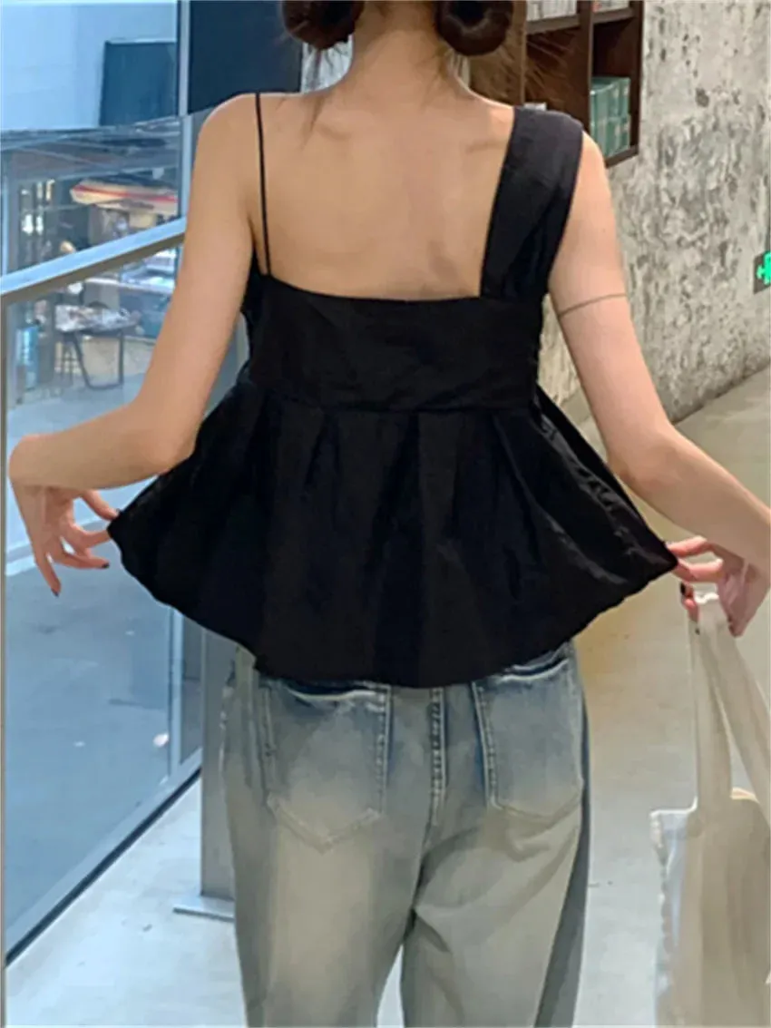 Territory  S-L Black Tank Tops Chic Sexy Outwear Summer Office Lady High Street Daily Slim New Sleeveless Gentle Solid