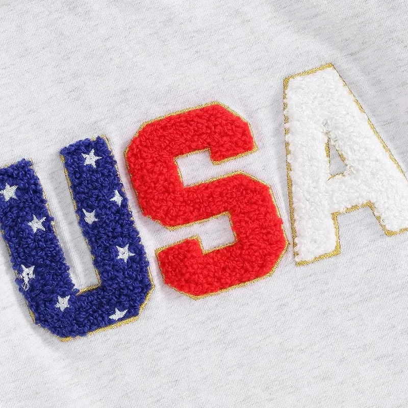 Toddler Baby Boy 2Pcs USA 4th of July Outfits Short Sleeve Letter Embroidery Top   Shorts Set Summer Clothes