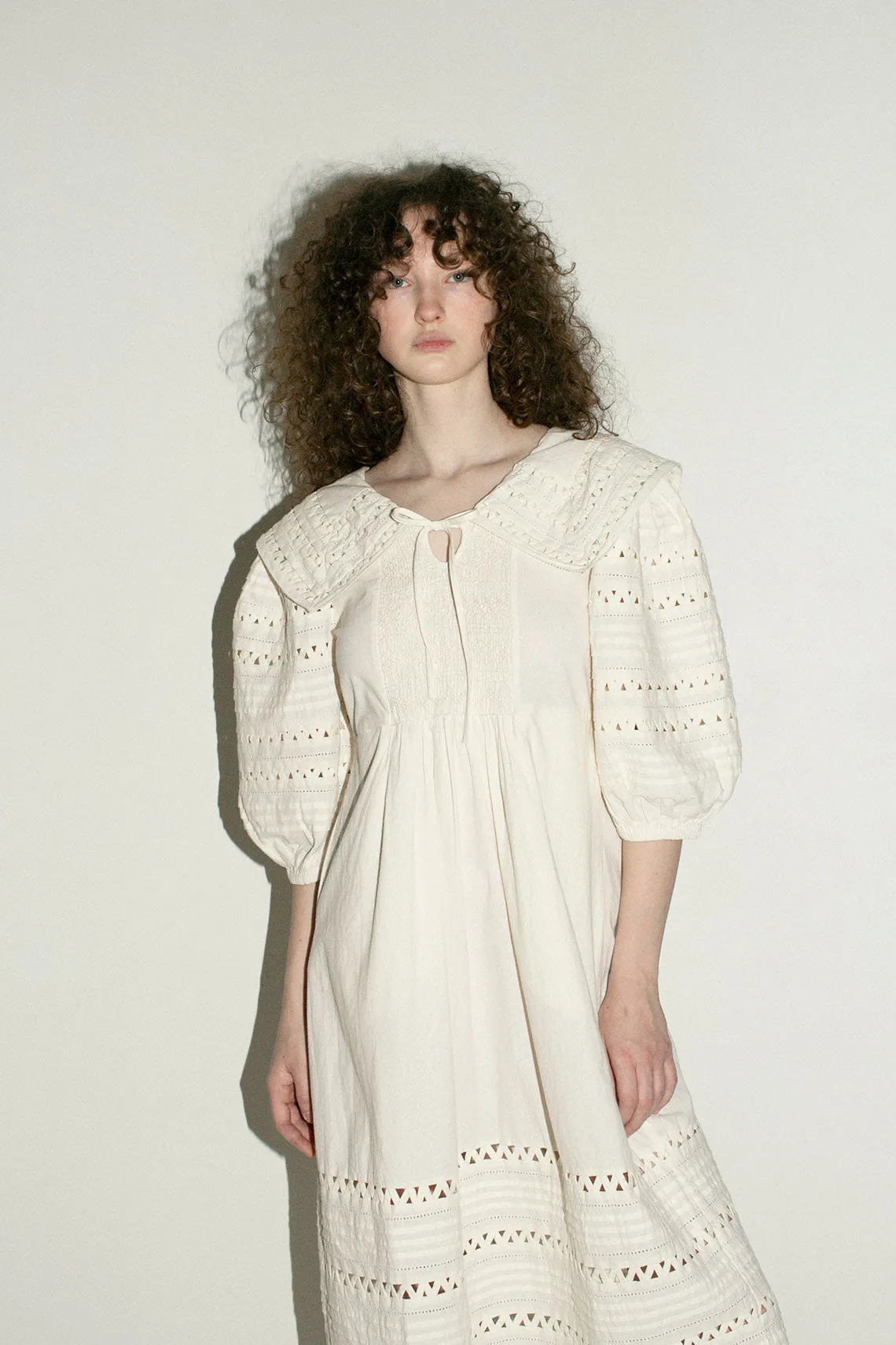 White Willa Smocked Puff Sleeve Dress