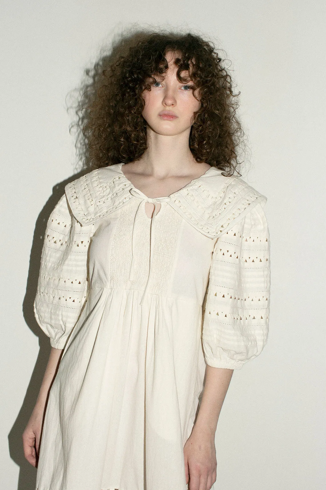 White Willa Smocked Puff Sleeve Dress