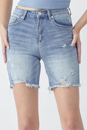 Willow High Rise Distressed Denim Risen Shorts
