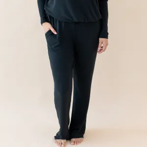 Women's Ribbed High Waisted Wide Leg Pant in Midnight