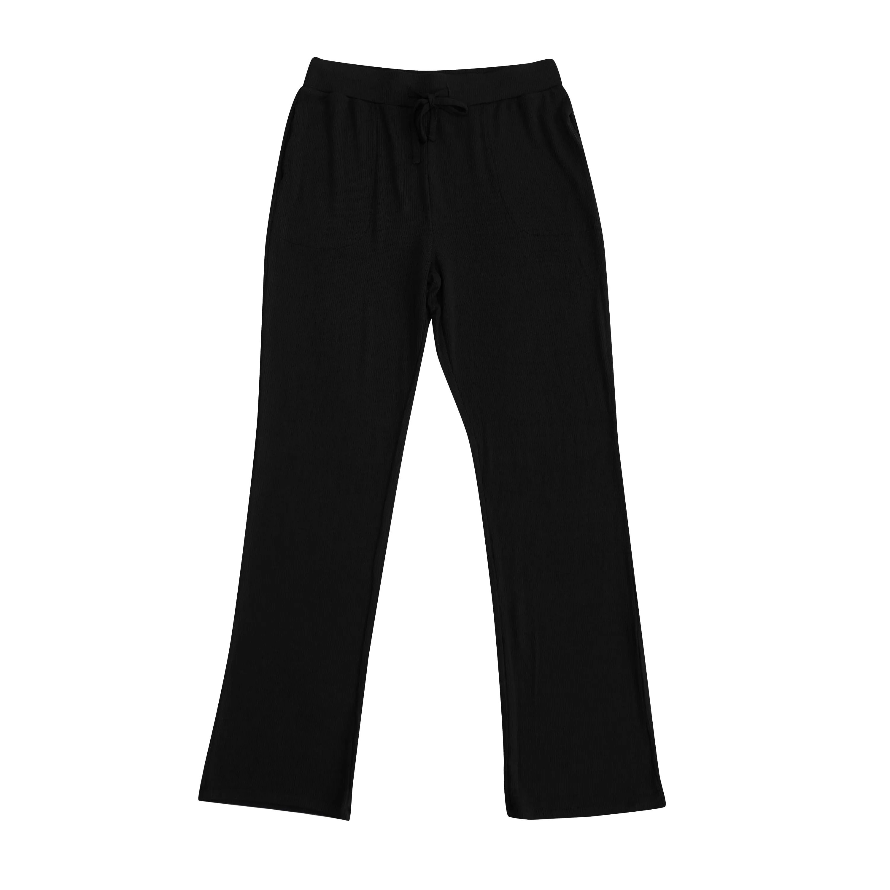 Women's Ribbed High Waisted Wide Leg Pant in Midnight
